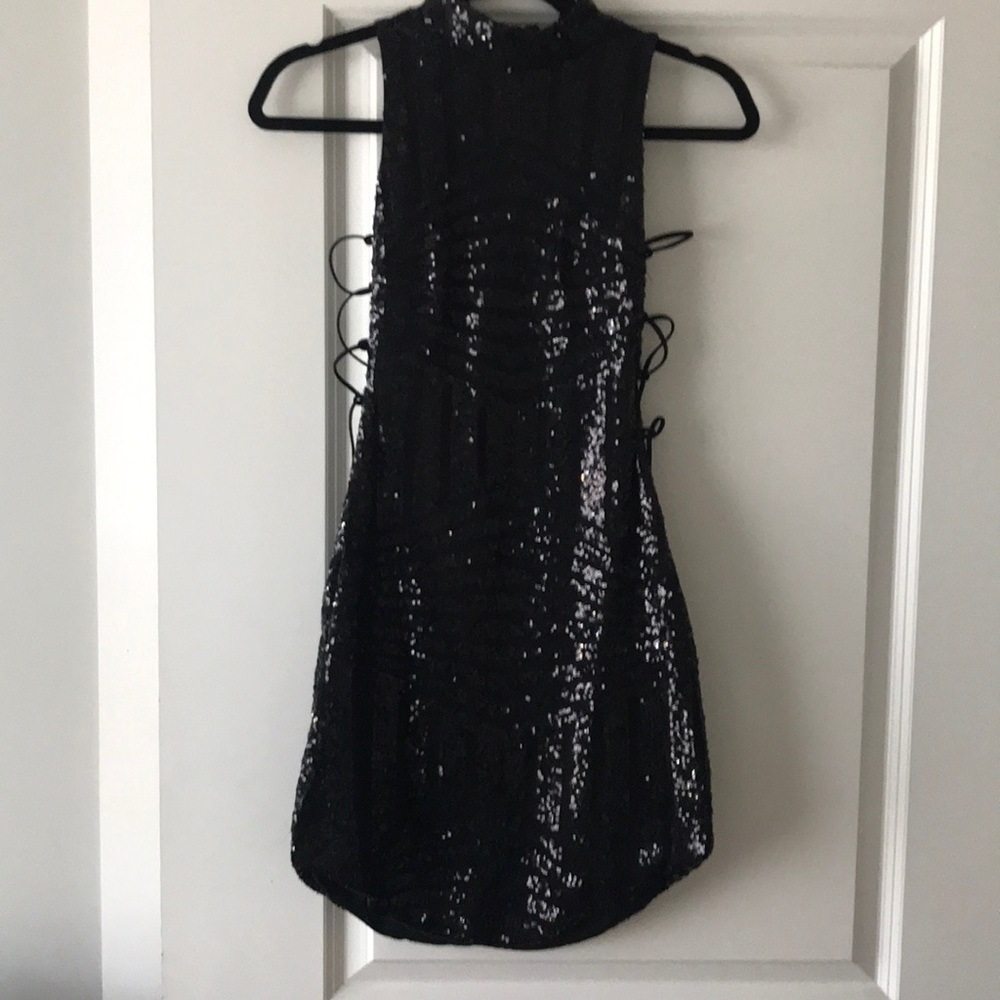 LF black sequin dress